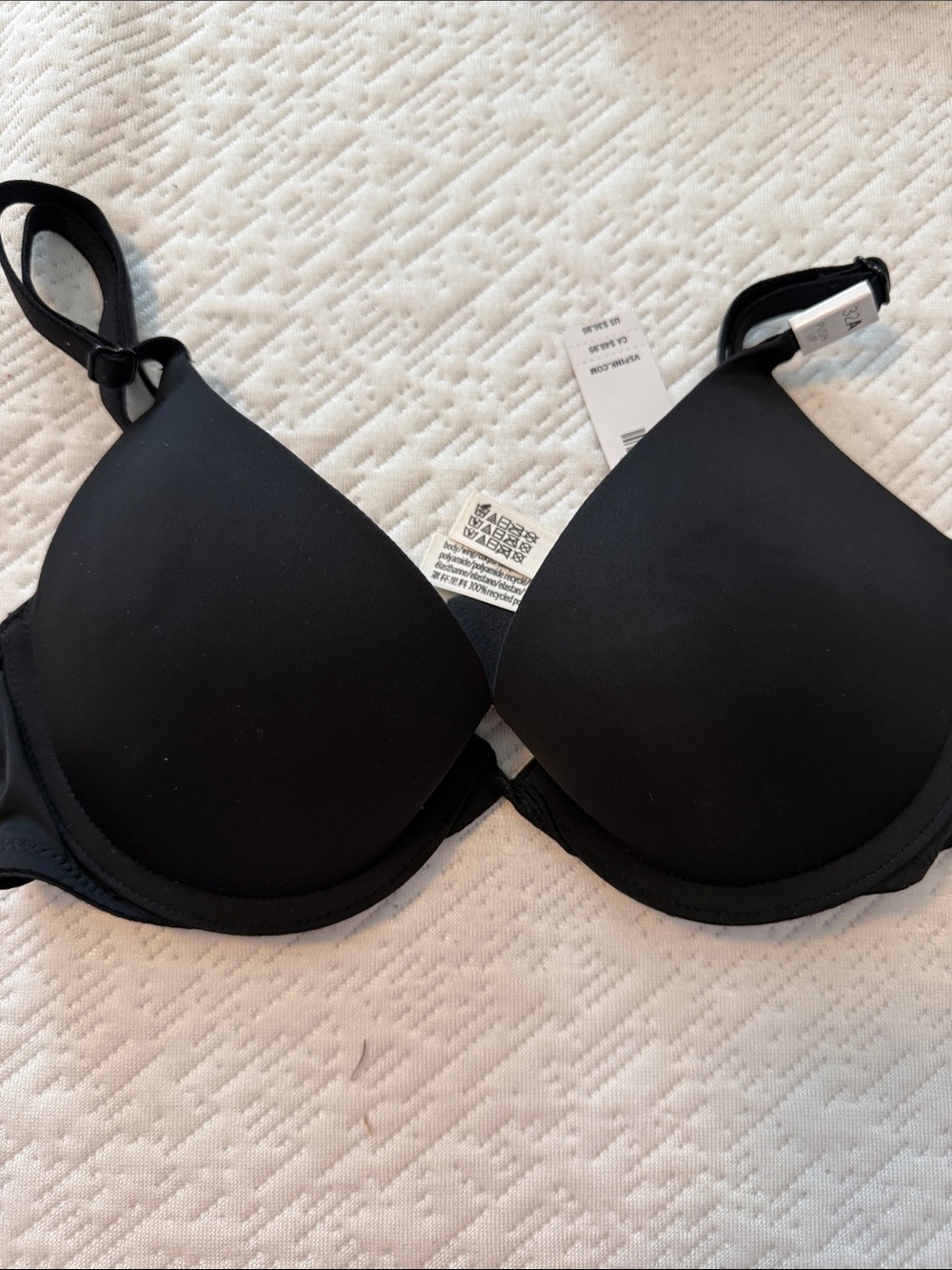 PINK Victoria's Secret Black T-Shirt Bra 32A NWT